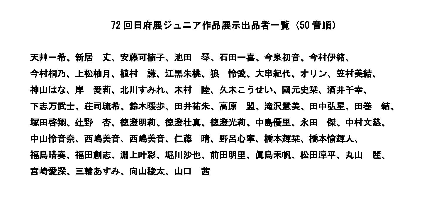 72回展ジュニア出品者
